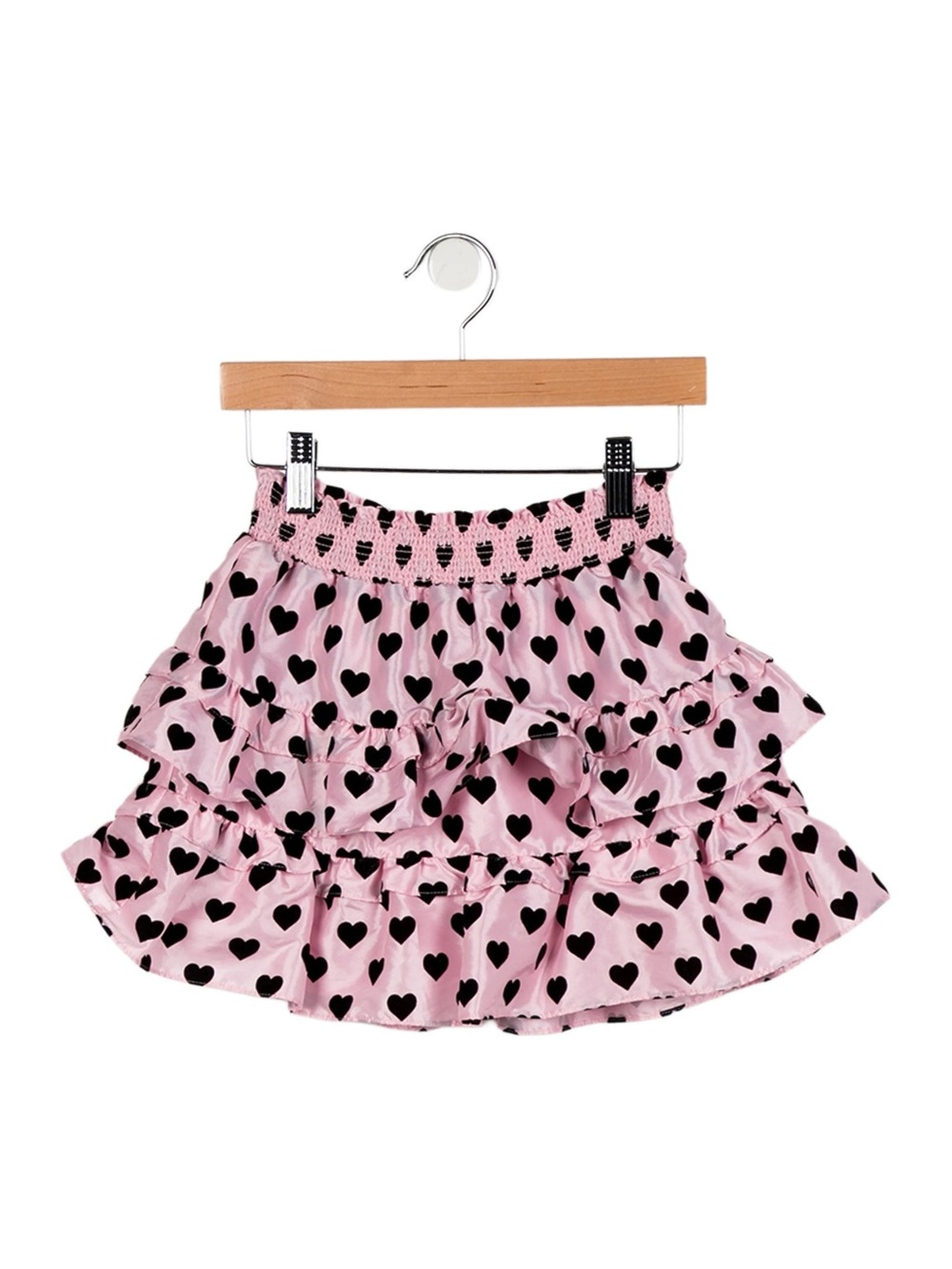 LoveShackFancy Pink Heart Tiered Ruffle Skirt for Kids